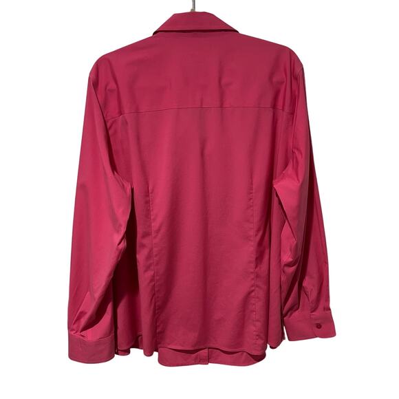 Foxcroft Non Iron Button Up Shaped Fit Top Women’s Size 18W Pink Stretch - Picture 2 of 10